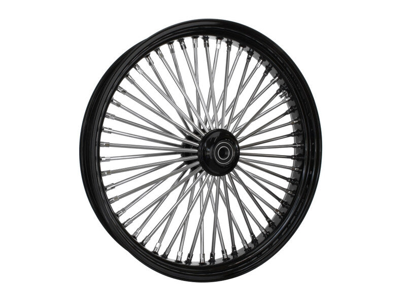 Attitude Inc Wheel, Front, MaxSpoke, Black/Chrome Spoke, For Harley-Davidson , 21X2.15 Dual Disc, 3/4''Axle, Each