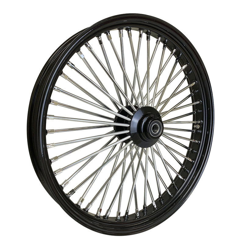 Attitude Inc Wheel, Front, MaxSpoke, Black/Chrome, For Harley-Davidson Narrow Glide, 21 x 2.15 in, Single Disc, 3/4'' Axle, Each