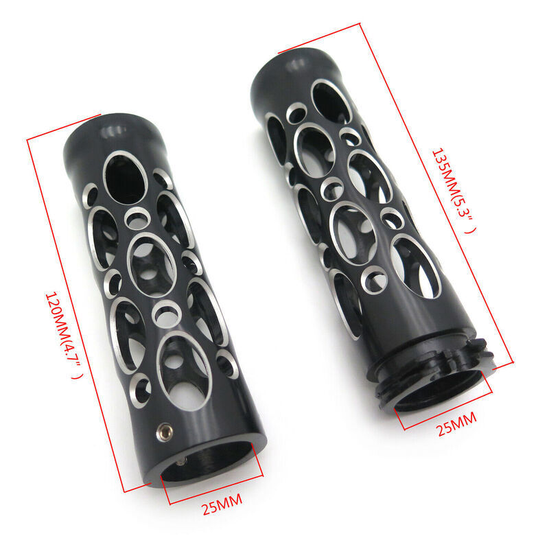 Attitude Inc Billet Handle Bar Grips 1"Bars, Hand Grips For Harley ,Grater Style, Black Machined, Set