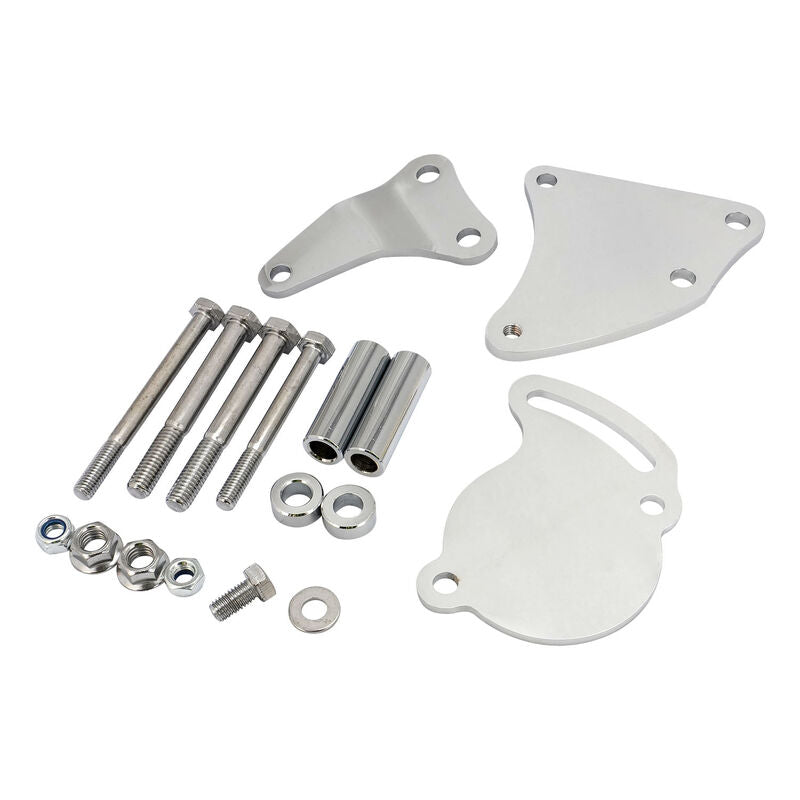 Proflow Power Steering Steel Bracket Kit Fits Saginaw Type II Pump, SB Chev Short Water Pump Chrome