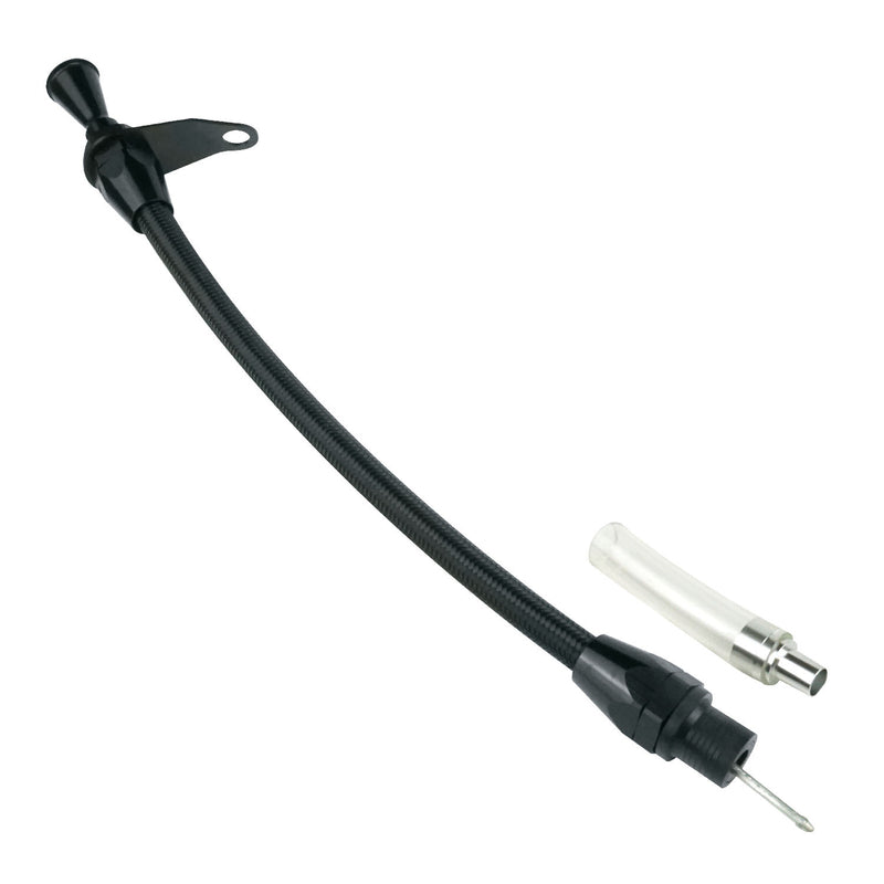 Proflow Transmission Dipstick, Braided Stainless Black , Billet Handle, Transmission Mount, TH350, Each