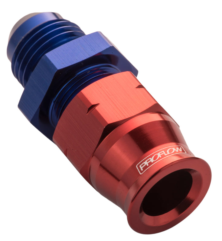 Proflow 1/2in. Tube To Male -08AN Hose End Aluminium Tube Adaptor, Blue/Red