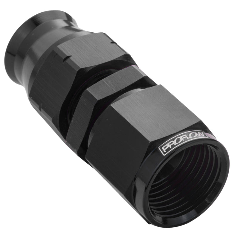 Proflow 1/2in. Tube To Female -08AN Hose End Aluminium Tube Adaptor, Black