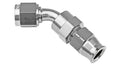 Proflow 1/2in. Tube 45 Degree To Female -08AN Hose End Tube Adaptor, Silver