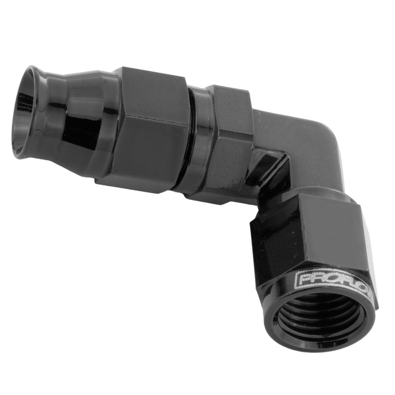 Proflow Black 90 Degree Hose End Hose End For -04AN PTFE Hose Zinc Coated