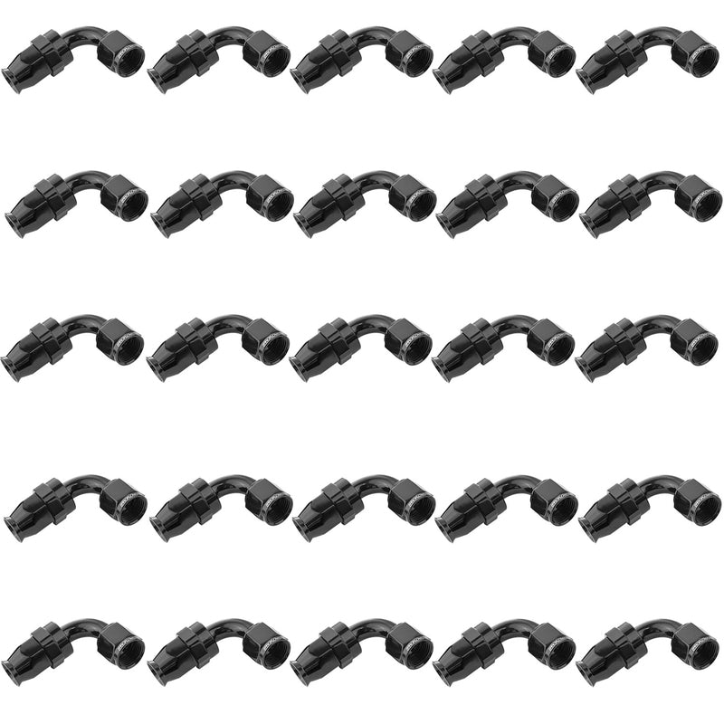 Proflow Bulk Pack Aluminium 90 Degree Hose End -08AN PTFE Hose, Black, 25pc
