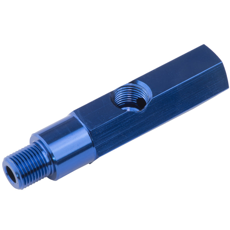 Proflow Gauge Adapter, Oil Pressure Sending Extension 1/4in. NPT To 1/8in. NPT On Side, Black