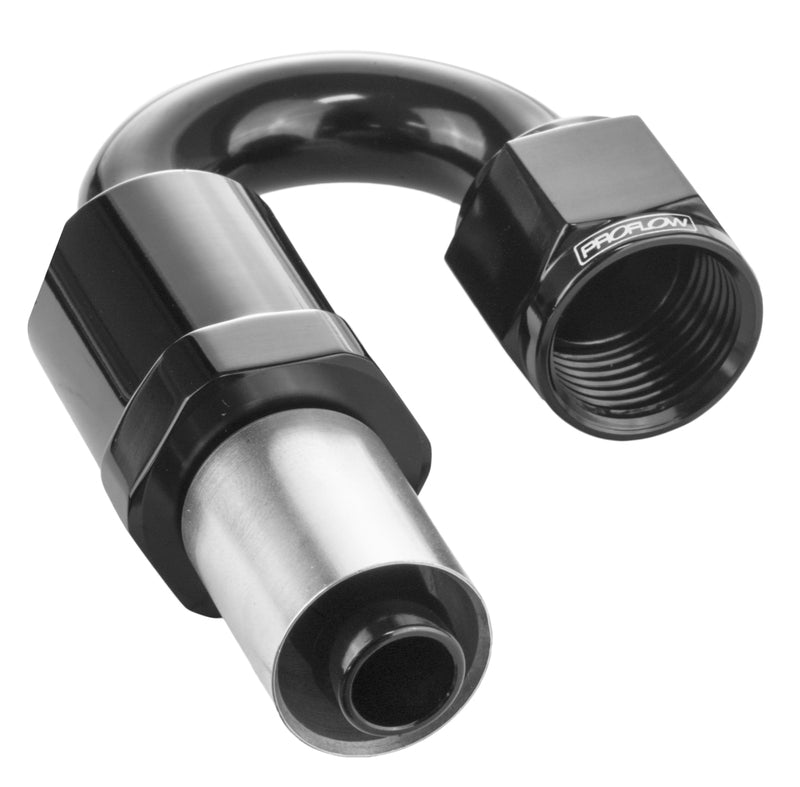 Proflow Crimp Hose End 180 Degree -12AN, Black