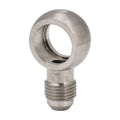 Proflow Fitting Banjo to Hose End, 11/16" (18mm) Hole To AN6 Male, Stainless Steel, Each
