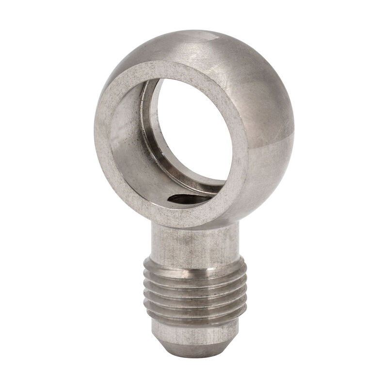 Proflow Fitting Banjo to Hose End, 11/16" (18mm) Hole To AN6 Male, Stainless Steel, Each