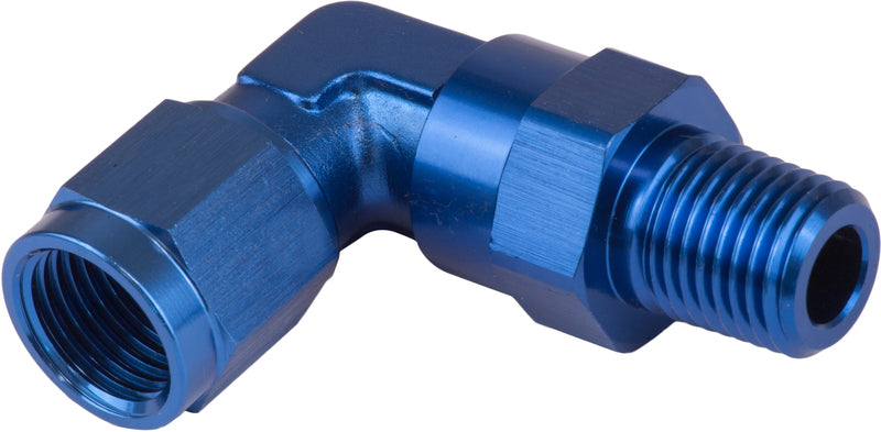 Proflow Adaptor Male -06AN 90 Degree To 3/8in. NPT Swivel, Blue