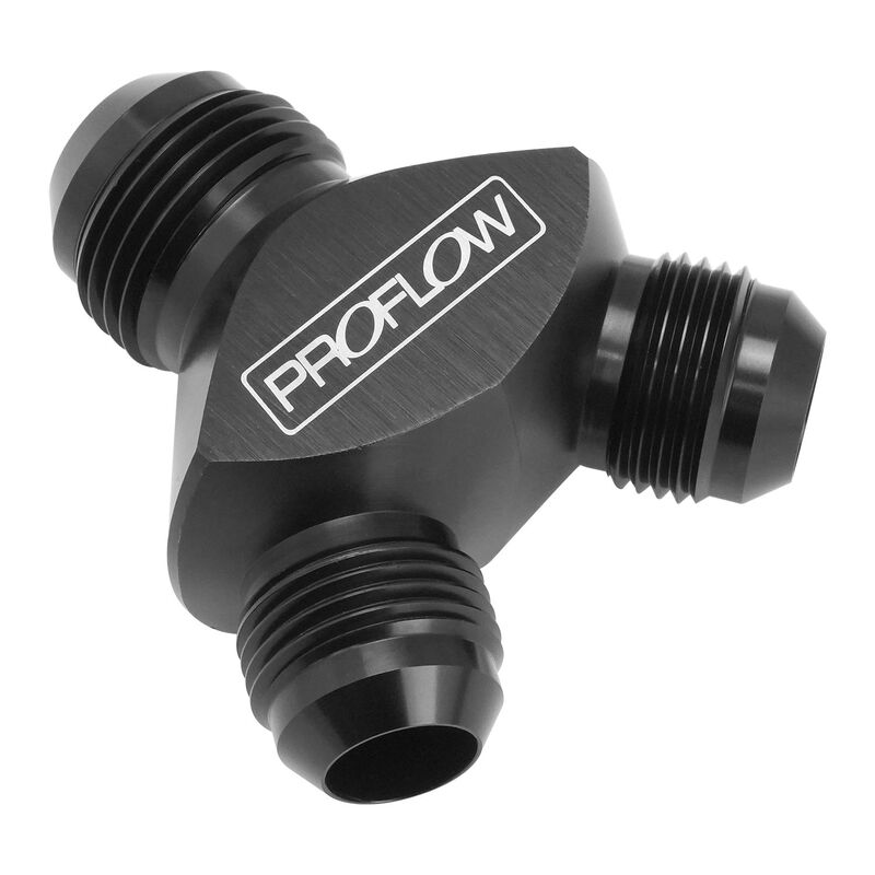 Proflow Fitting Aluminium AN Y-Adaptor -06AN Male To -04AN Male x 2, Black