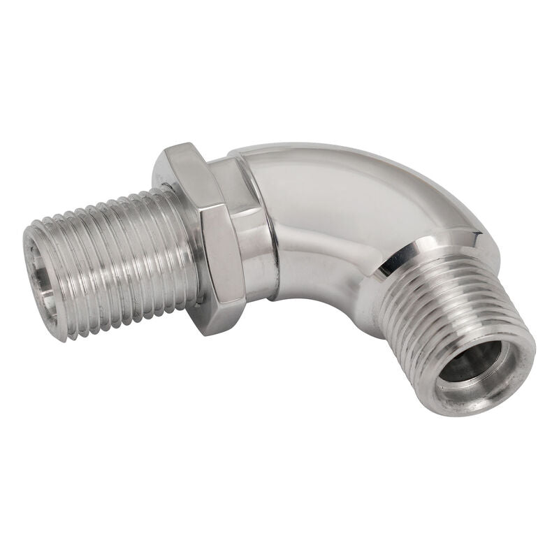 Proflow Air Conditioning Adaptor Bulkhead Fitting, #10 A/C 7/8"-14, 90 Degree, Aluminium, Polished