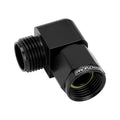 Proflow Air Conditioning Adaptor Tite Fit Fitting, #8 A/C 3/4"-16, 90 Degree, Female to Male, Aluminium, Black