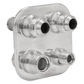 Proflow Firewall Bulkhead Aluminium Air Con 4 Port #6, #10 Inline, Polished