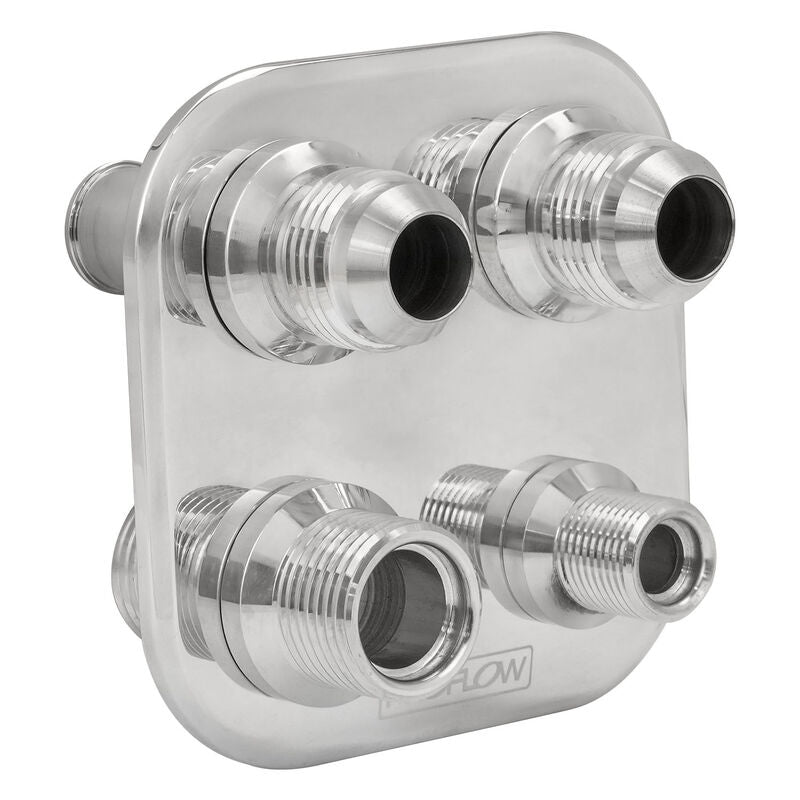 Proflow Firewall Bulkhead Aluminium Air Con 4 Port #6, #10 Inline, Polished