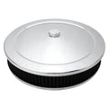 Proflow Air Filter Assembly Round 14in. x 3in, Chrome, Flate Base