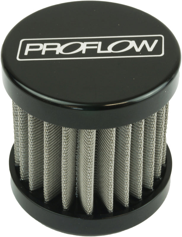 Proflow Oil Breather Filter Billet -12AN Female, Valve Cover, 90x78mm, Black