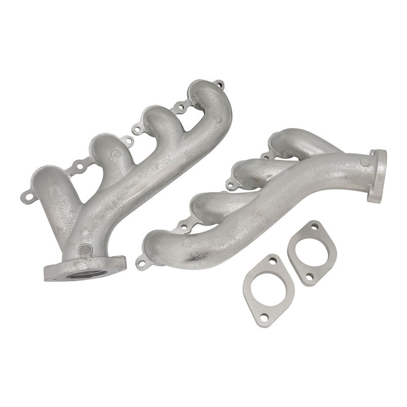 Proflow Exhaust Manifolds, For Holden / Chev LS Series Engines, High-Silicone Ductile Cast Iron, Polished & Silver Ceramic Coated, Pair