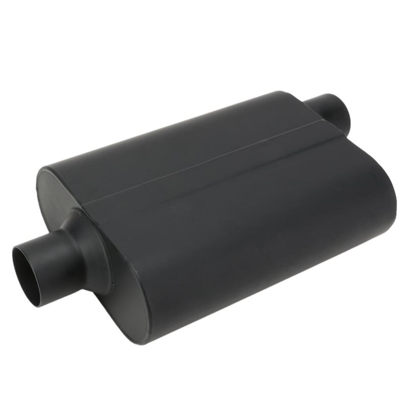 Proflow Muffler, 2.50 in, Black Compact Flow Chamber II, Side Inlet To 2.5 in. Centre Outlet, 9.75" x 13" x 4" body, Each