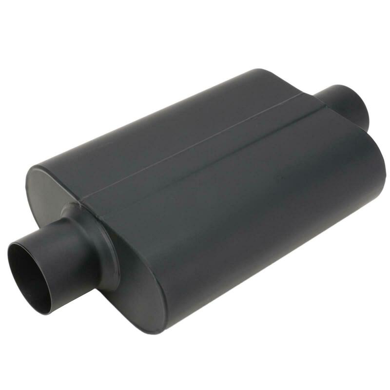 Proflow Muffler, 4.00 in, Black Compact Flow Chamber II, Centre Inlet To 4.00 in. Centre Outlet, 9.75" x 13" x 4" body, Each