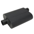 Proflow Muffler, 4.00 in, Black Compact Flow Chamber II, Side Inlet To 4.00 in. Centre Outlet, 9.75" x 13" x 4" body, Each