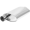 Proflow Muffler Oval, 409 Stainless Steel Polished Flow Chamber 2-1/2in. Side Inlet To 2-1/2in. Centre Outlet