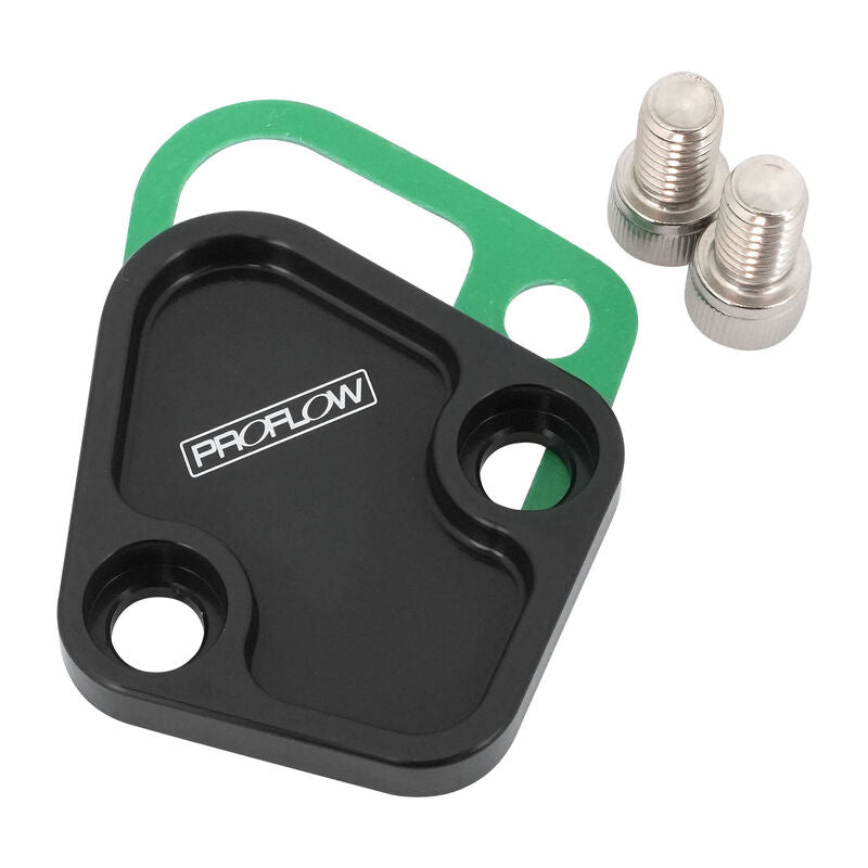 Proflow Fuel Pump Block-Off Plate, Aluminium, Black Anodised, BB Chev, For Ford Windsor, Each