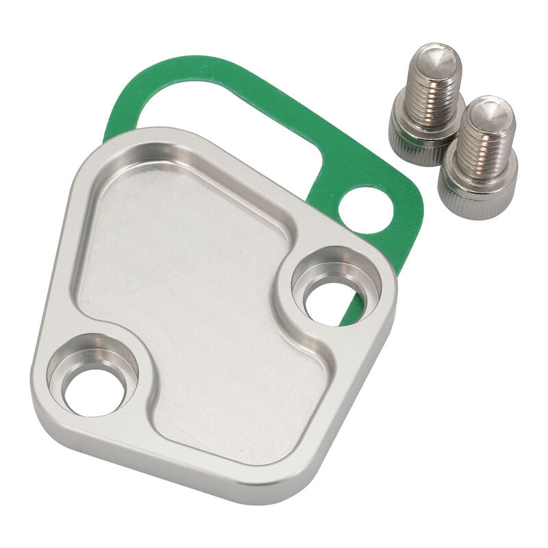 Proflow Fuel Pump Block-Off Plate, Aluminium, Silver Anodised, BB Chev, For Ford Windsor, Each
