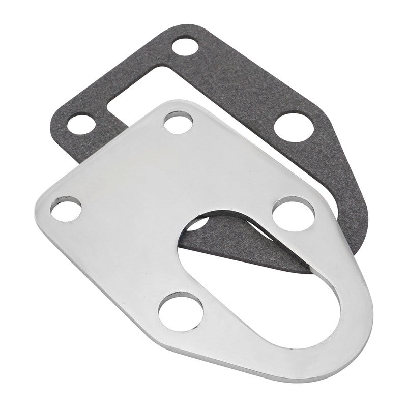 Proflow Fuel Pump Backing Plate, Suit Small Block Chevrolet, w/Gasket, Chrome Steel, Each