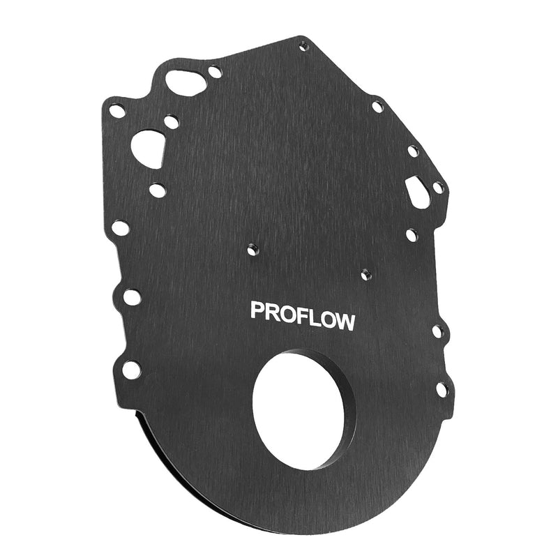 Proflow Billet Timing Cover, 1-Piece, For Ford Cleveland, 302/351C, Billet Aluminium, Black Anodised, Each