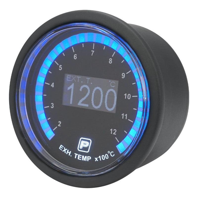 Proflow Pro Series Digital, Electrical Exhaust Gas Temperature Gauge, 52mm, 200-1200 C, w/Sensor, LED Backlight