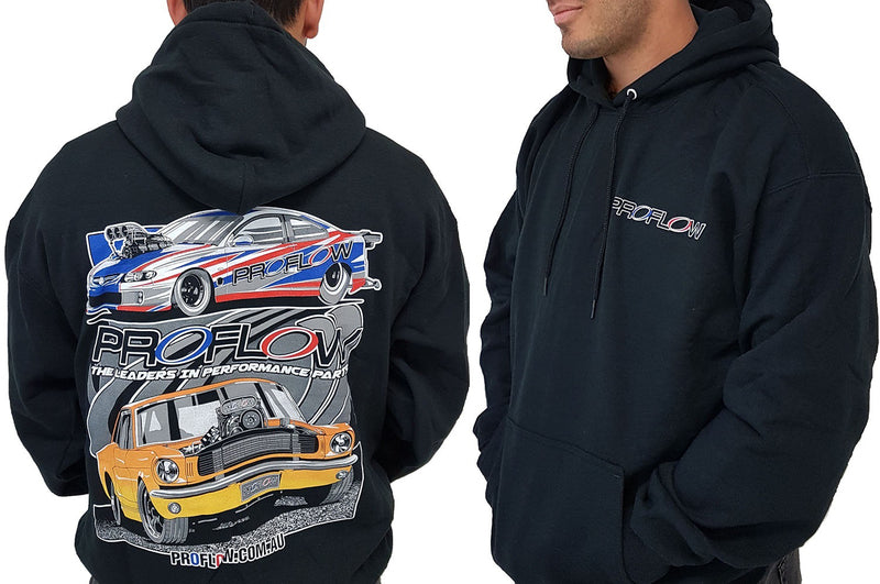 Proflow Car Mural Sweatshirt, Hooded, Cotton/Polyester, Black, Men's Small