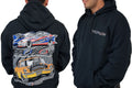 Proflow Car Mural Sweatshirt, Hooded, Cotton/Polyester, Black, Men's X-Large