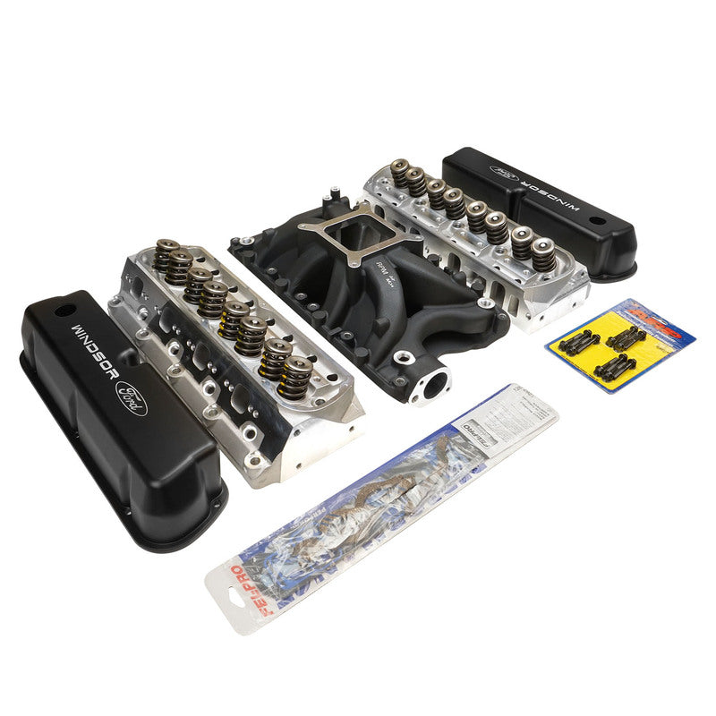Proflow Cylinder Head SuperMax 205 & Intake Kit, Manifold, Max Jr, Single Plane, Aluminium, Black, Square Bore, SB For Ford, 351W