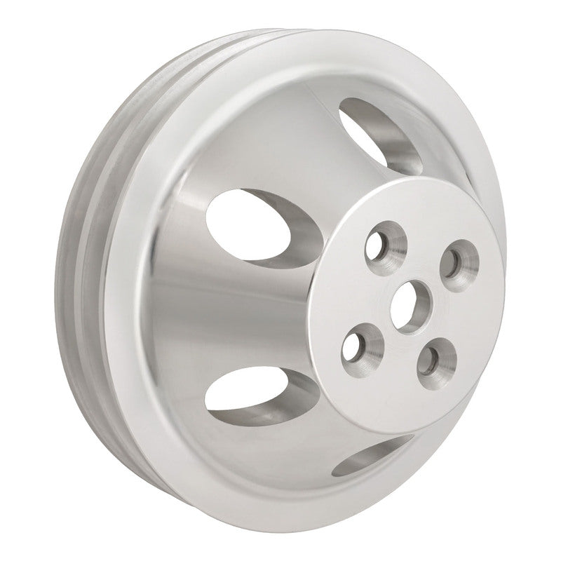Proflow Pulley, V-Belt Water Pump SB Chev Short Water Pump 2-Groove, Polished Aluminium