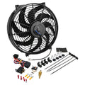 Proflow Electric Cooling Fan Kit, Curved Black, 12 in, 1450 CFM, Reversible, w/Fan Control & Mounting Hardware, Thermostatic, 165-180F