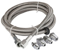 Proflow Oil / Fuel Gauge Stainless Braided Tubing Kit 3ft, Fuel And Oil Gauge Fitting Kit, 1/8 NPT Block Adapter, 4AN Gauge Adapter
