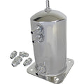 Proflow Fuel Surge Tank Aluminium, 195mm x 108mm Round, 1.5L, Barb & AN Fitting Kit, Show Polished