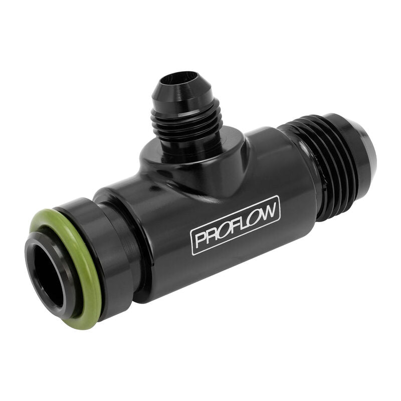 Proflow Adapter, Water Pump T-Piece, For Ford Falcon XR6 BA/BF/FG, AN10/AN6, Black, Billet Aluminium