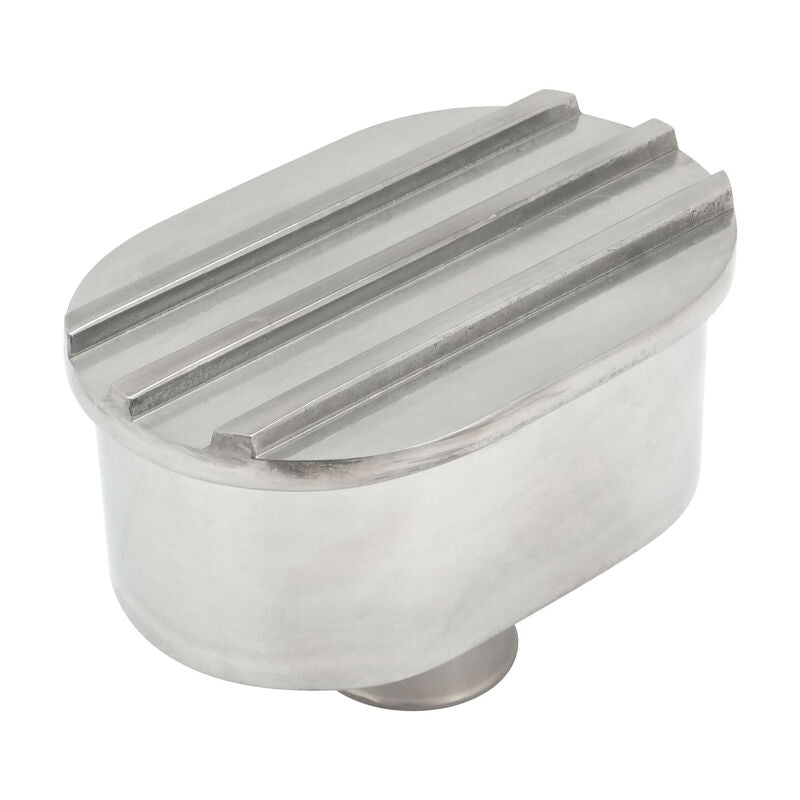 Proflow Valve Cover Breather, Push-In, Oval, Aluminium, Polished, Finned