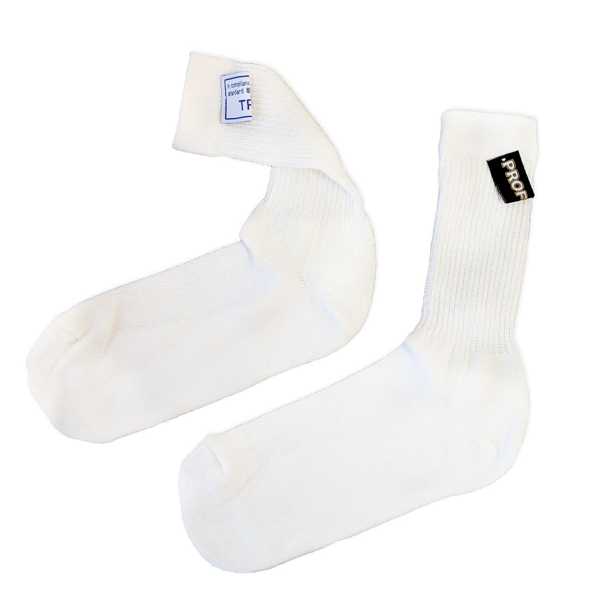 Proforce Fire Retardant Socks, SFI 3.3 & FIA Rated, Nomex, White, Mens Medium, Pair