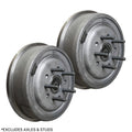 RTS Drum Brake Kit, Complete 11 in, Big Ford Late Style, 5 x 4.5 Bolt Circle, 2.5" Offset Backing Plates with brakes, Set