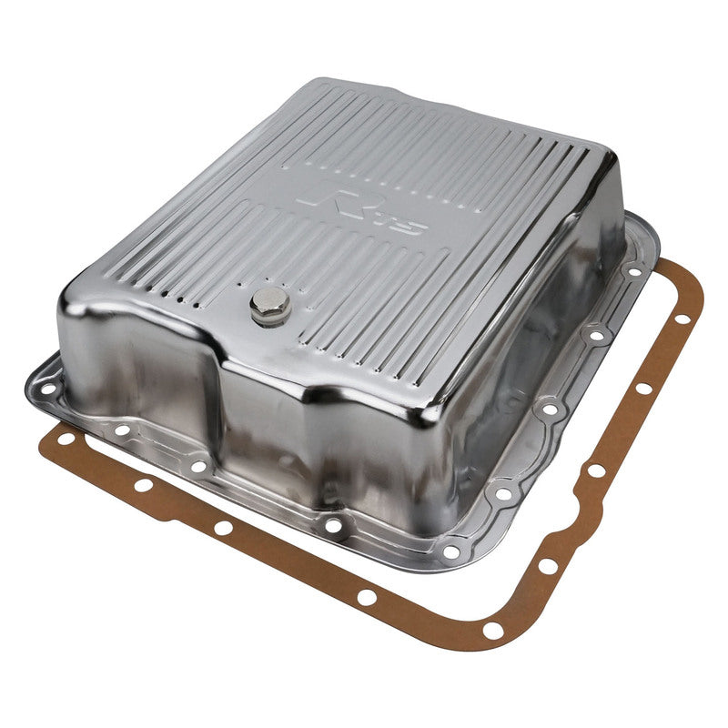 RTS Transmission Pan, Extra Capacity, Steel, Ribbed Chrome, GM Chev Holden, Commodore, 700R4, 4L60, 4L60E, 4L65E,  Each