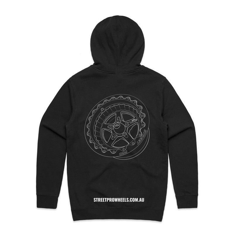 Street Pro Wheels Hoodie Sweatshirt, Cotton, Polyester, Black, Men's Medium