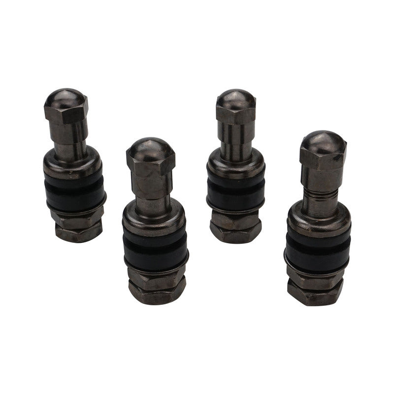 Street Pro Wheels Valve Stems, Tall-Style, Suit all 002/005/007/009 Wheels, Small Valve Hole (11mm), Black, Bolt-On, Set of 4