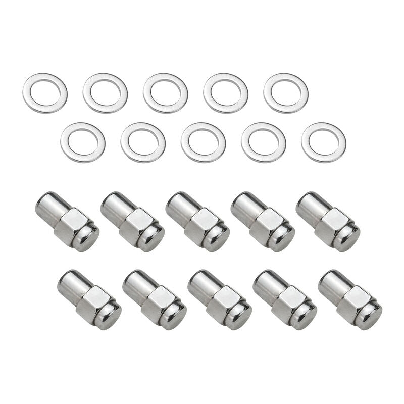 Wheel Lug Nut Kit,, Chrome Dome Medium Mag, Length 1.38, 1/2, 0.55 Shank, Set of 10