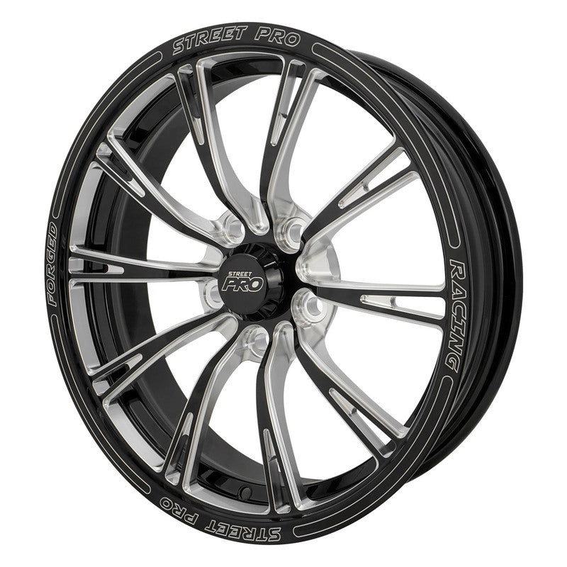 Street Pro 009 Series Forged Wheel, Front 17x4.5'' / 2.25'' Backspace (-13) / 5x120mm Bolt Circle Holden, Gloss Black Milled, Each