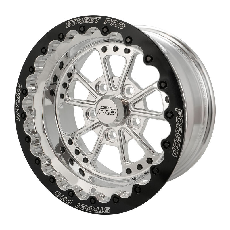 Street Pro 009 Series Forged Wheel, Rear Beadlock 15x10'' / 3.50'' Backspace (-51) / 5x4.50" Bolt Circle Ford, Polished