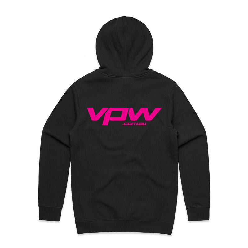 VPW Pink Logo Hoodie Sweatshirt, Cotton, Polyester, Black, Large